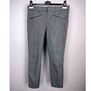 Gap Geometric Honeycomb Skinny Ankle Pants Women 6R Black White Printed Tailored